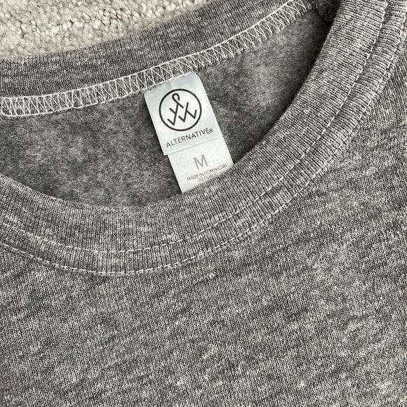 Custom embroidered yellow smiley face grey crewneck sweatshirt. Size M. - Picture 2 of 2